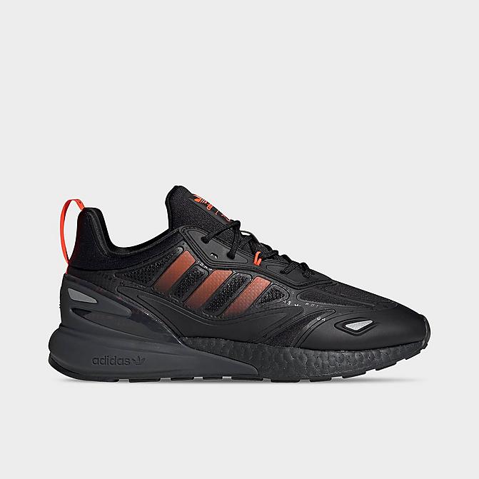 Right view of Men's adidas Originals ZX 2K BOOST 2.0 Running Shoes in Black/Solar Red/Carbon Click to zoom