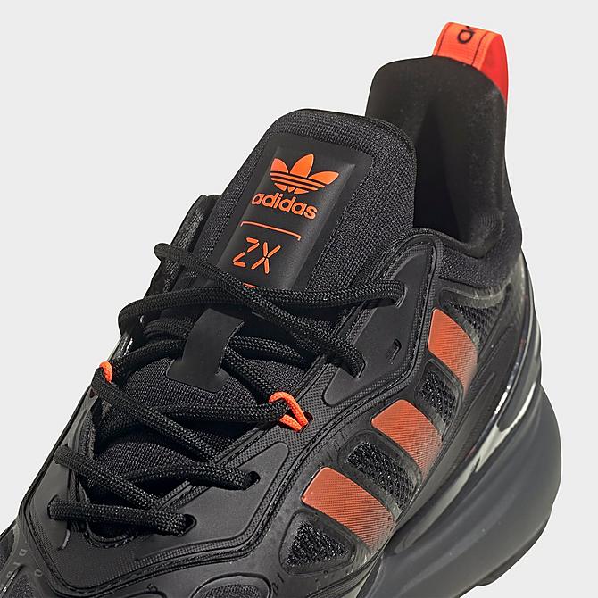 Front view of Men's adidas Originals ZX 2K BOOST 2.0 Running Shoes in Black/Solar Red/Carbon Click to zoom