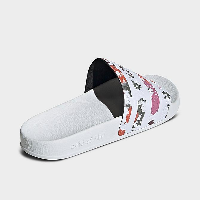 Left view of Women's adidas Adilette Slide Sandals in White/White/White Click to zoom