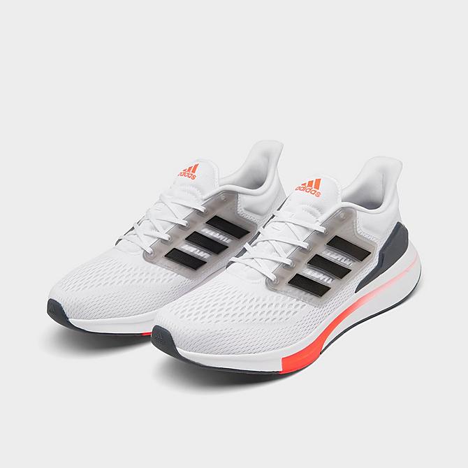 Three Quarter view of Men's adidas EQ21 Running Shoes in White/Black/Grey Click to zoom