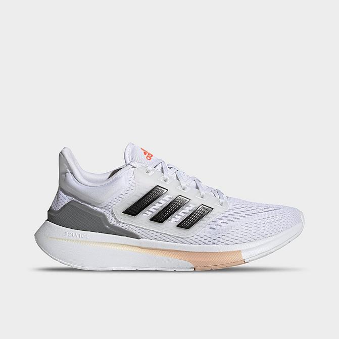 Right view of Women's adidas EQ21 Running Shoes in White/Black/Iron Metallic Click to zoom