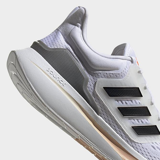 Front view of Women's adidas EQ21 Running Shoes in White/Black/Iron Metallic Click to zoom