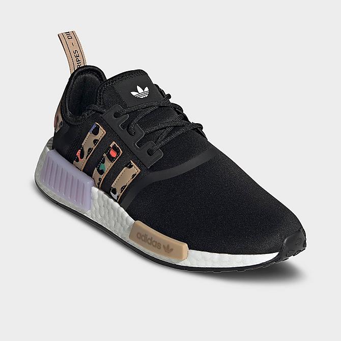 Three Quarter view of Women's adidas Originals NMD R1 x Marimekko Casual Shoes in Black/St Pale Nude/Purple Tint Click to zoom