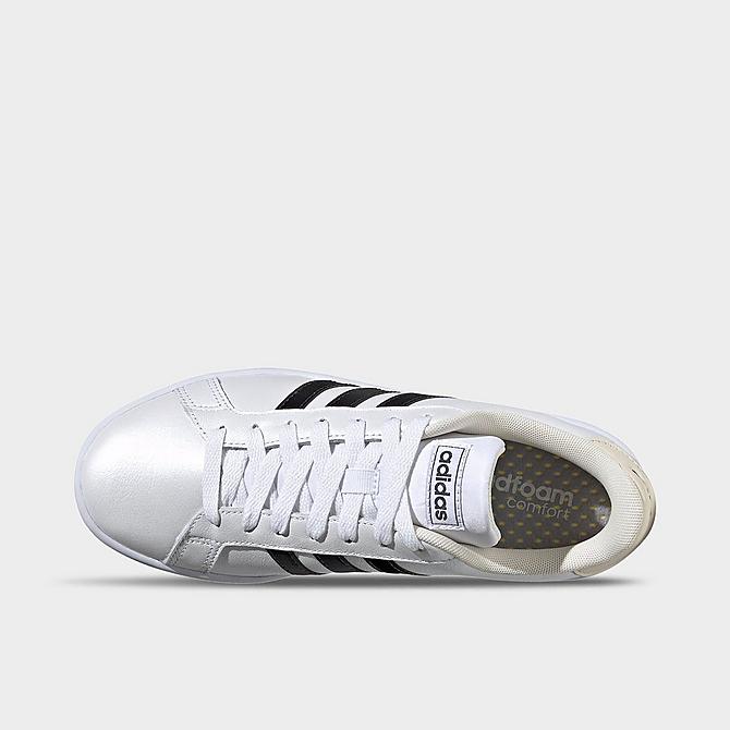 Back view of Women's adidas Originals Grand Court Casual Shoes in White/Carbon/Wonder White Click to zoom