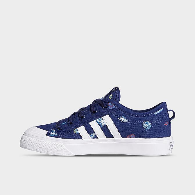 Right view of Boys' Big Kids' adidas Originals Nizza Casual Shoes in Night Sky/White/Focus Blue Click to zoom