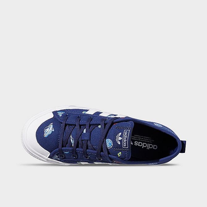 Back view of Boys' Big Kids' adidas Originals Nizza Casual Shoes in Night Sky/White/Focus Blue Click to zoom
