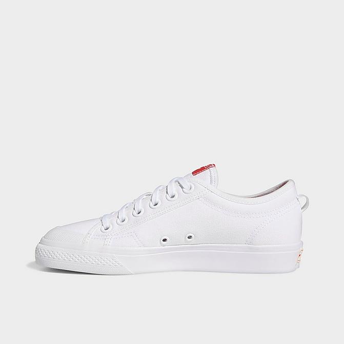 Right view of Women's adidas Originals Nizza Trefoil Casual Shoes in White/Red/Pink Tint Click to zoom