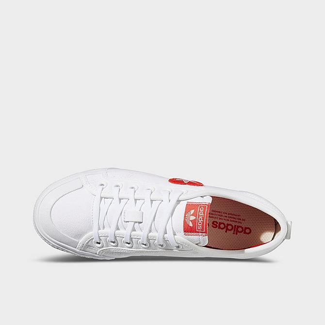 Back view of Women's adidas Originals Nizza Trefoil Casual Shoes in White/Red/Pink Tint Click to zoom
