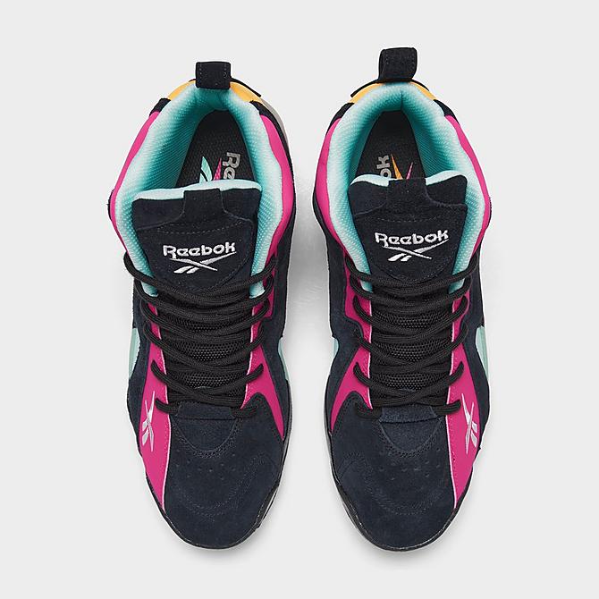 Back view of Men's Reebok Hurrikaze II Basketball Shoes in Black/Pink/Solar Gold Click to zoom