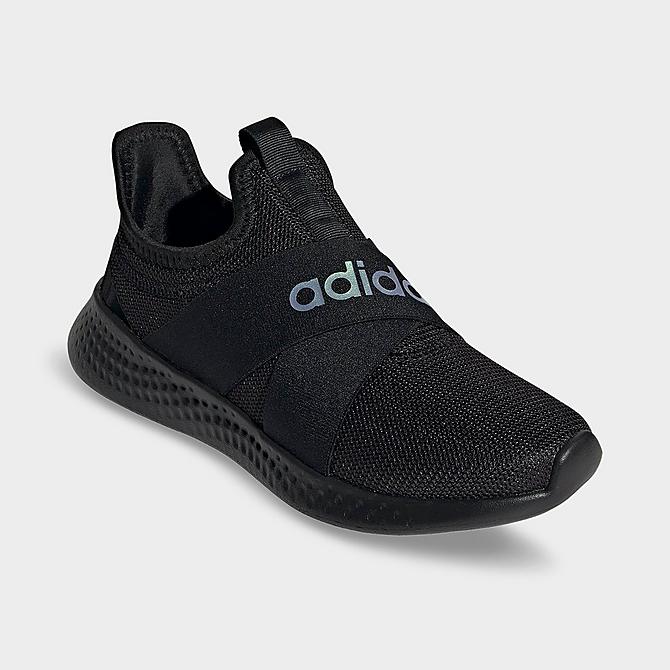 Three Quarter view of Women's adidas Puremotion Adapt Casual Shoes in Black/Black/Iridescent Click to zoom
