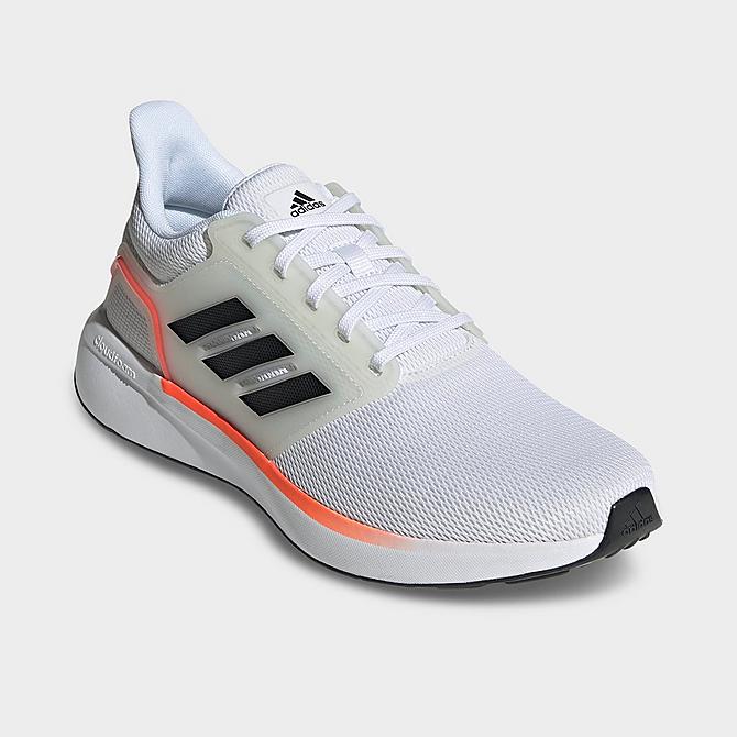 Three Quarter view of Men's adidas EQ19 Running Shoes in Cloud White/Carbon/Solar Red Click to zoom