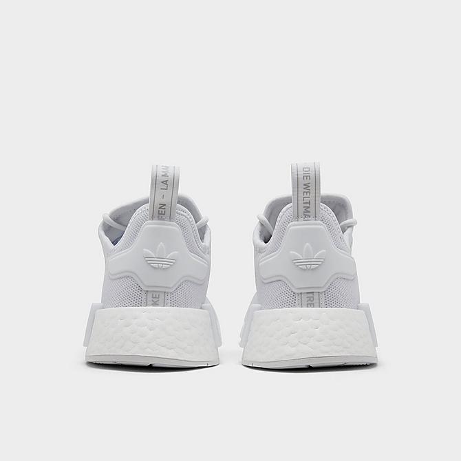 Left view of Big Kids' adidas Originals NMD_R1 Refined Primeblue Casual Shoes in White/White/Grey One Click to zoom