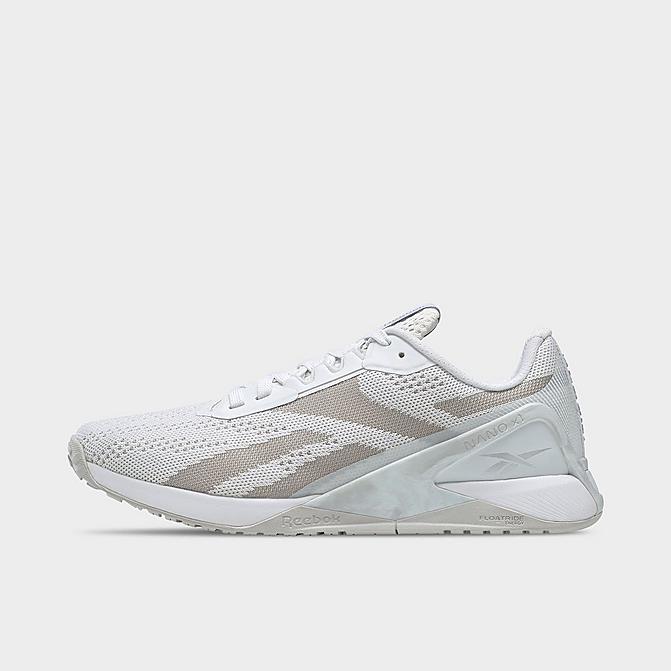 Right view of Women's Reebok Nano X1 Cross Training Shoes in Footwear White/Footwear White/Pure Grey Click to zoom