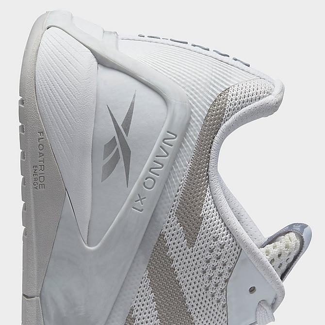 Front view of Women's Reebok Nano X1 Cross Training Shoes in Footwear White/Footwear White/Pure Grey Click to zoom