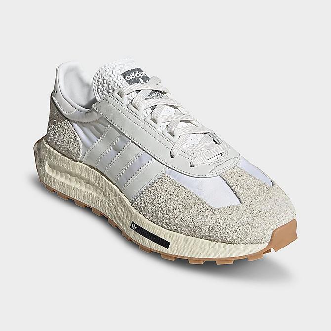 Three Quarter view of Men's adidas Originals Retropy E5 Casual Shoes in Crystal White/Matte Silver Click to zoom