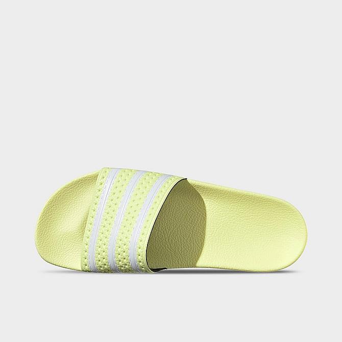 Back view of Men's adidas Originals Adilette Print Slide Sandals in Pulse Yellow/White/Pulse Yellow Click to zoom