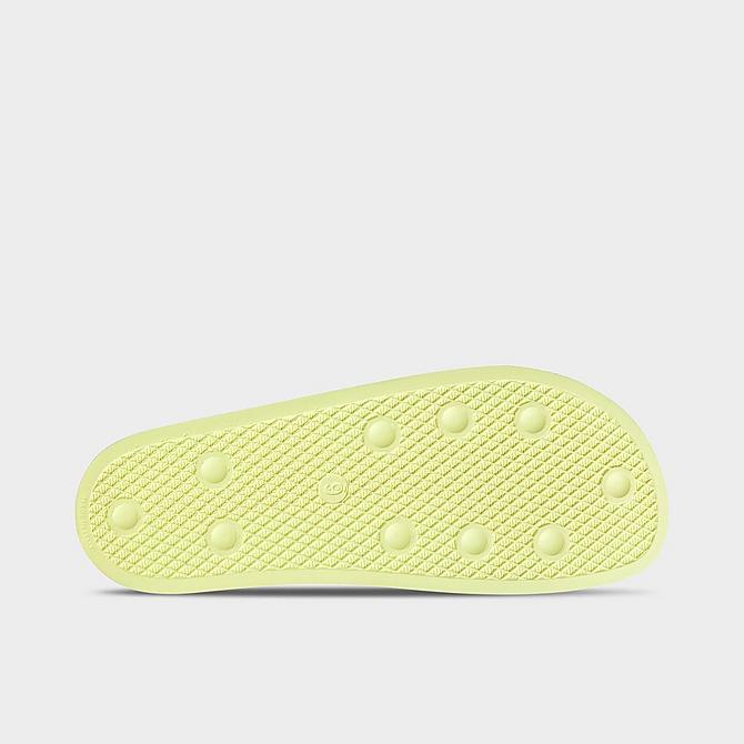 Bottom view of Men's adidas Originals Adilette Print Slide Sandals in Pulse Yellow/White/Pulse Yellow Click to zoom