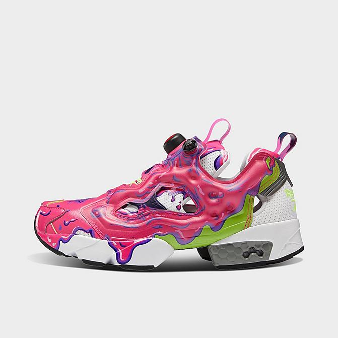 Right view of Men's Reebok x Ghostbusters Instapump Fury Casual Shoes in Proud Pink/White/Solar Yellow Click to zoom