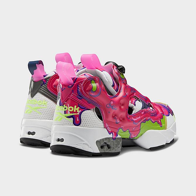 Left view of Men's Reebok x Ghostbusters Instapump Fury Casual Shoes in Proud Pink/White/Solar Yellow Click to zoom