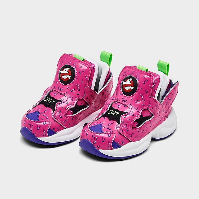Three Quarter view of Kids' Toddler Reebok x Ghostbusters Versa Pump Fury Casual Shoes Click to zoom
