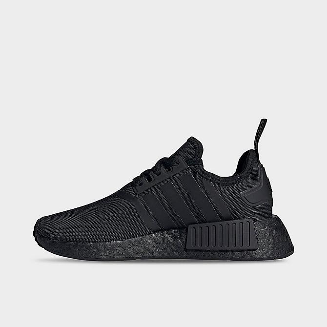 Front view of Big Kids' adidas Originals NMD R1 Casual Shoes in Black/Black/Black Click to zoom