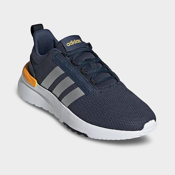 Three Quarter view of Boys' Big Kids' adidas Racer TR21 Casual Shoes in Crew Navy/Grey/Solar Gold Click to zoom