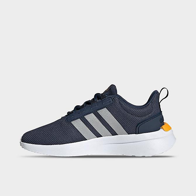 Front view of Boys' Big Kids' adidas Racer TR21 Casual Shoes in Crew Navy/Grey/Solar Gold Click to zoom