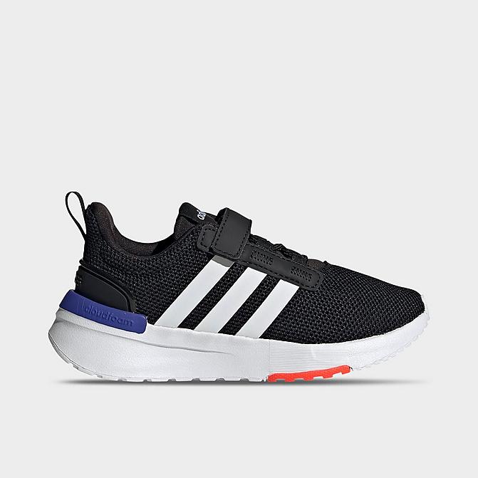 Right view of Boys' Little Kids' adidas Racer TR21 Casual Shoes in Black/White/Sonic Ink Click to zoom