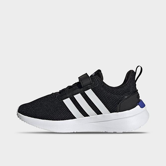 Front view of Boys' Little Kids' adidas Racer TR21 Casual Shoes in Black/White/Sonic Ink Click to zoom