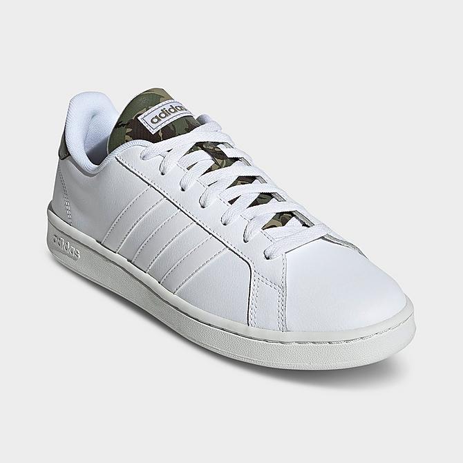 Three Quarter view of Men's adidas Grand Court Casual Shoes in White/White/Crystal White Click to zoom