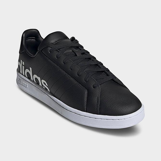 Three Quarter view of Men's adidas Grand Court Base Beyond Casual Shoes in Black/Black/White Click to zoom