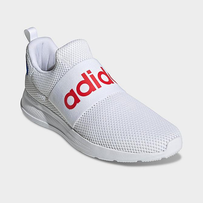 Three Quarter view of Men's adidas Lite Racer Adapt 4.0 Casual Shoes in White/Vivid Red/Team Royal Blue Click to zoom