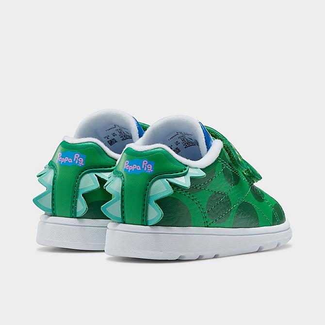 Left view of Kids' Toddler Reebok Classics Peppa Pig Complete CLN 2 Casual Shoes in Hero Green/Athletic Blue/Stem Green Click to zoom