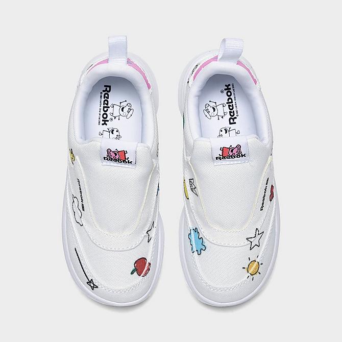 Back view of Girls' Toddler Reebok Peppa Pig Club C Slip-On 4 Casual Shoes in Footwear White/Core Black/Footwear White Click to zoom