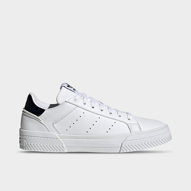 Right view of Women's adidas Originals Court Tourino Casual Shoes in White/White/Black Click to zoom