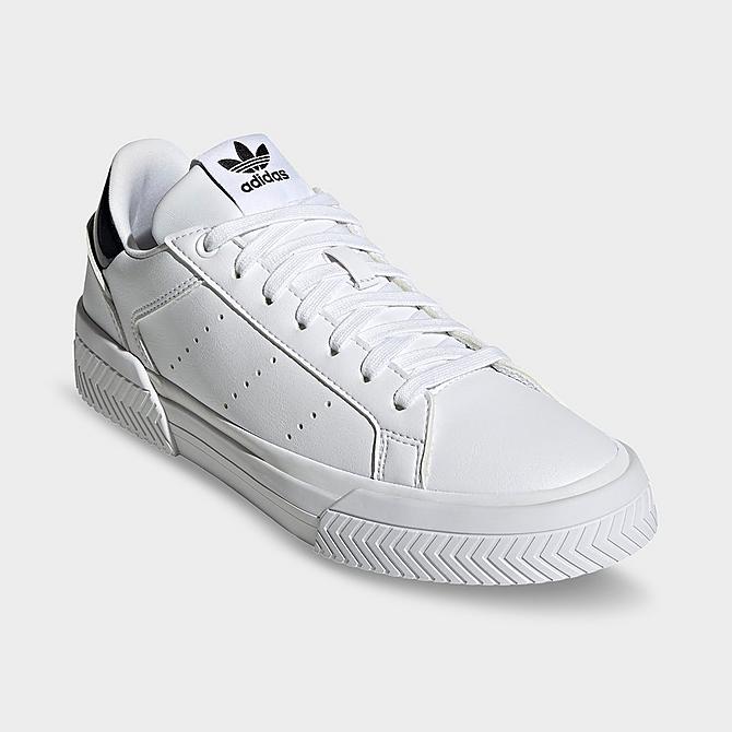 Three Quarter view of Women's adidas Originals Court Tourino Casual Shoes in White/White/Black Click to zoom