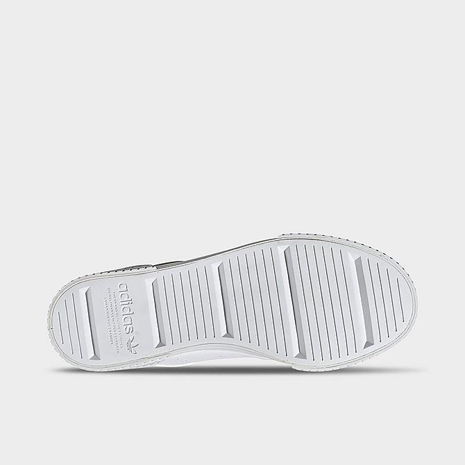 Bottom view of Women's adidas Originals Court Tourino Casual Shoes in White/White/Black Click to zoom