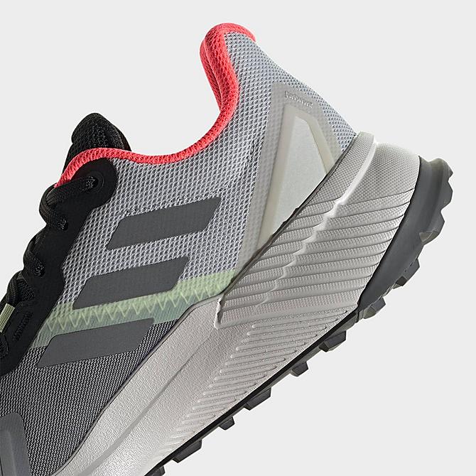 Front view of Women's adidas Terrex Soulstride Trail Running Shoes in Grey/Grey/Turbo Click to zoom