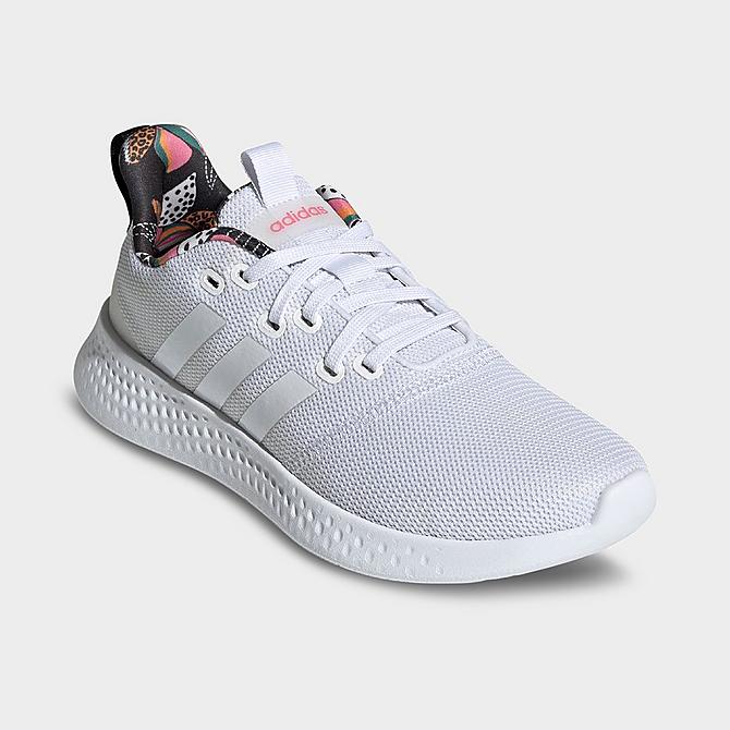 Three Quarter view of Women's adidas Puremotion Casual Shoes in White/White/Rose Tone Click to zoom
