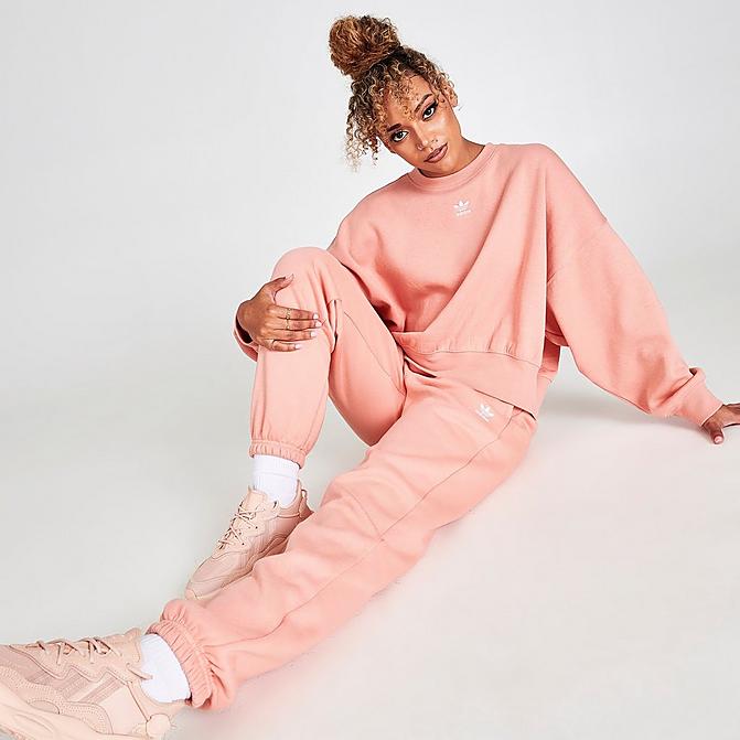 Front view of Women's adidas Originals Adicolor Classics Jogger Pants in Ambient Blush Click to zoom