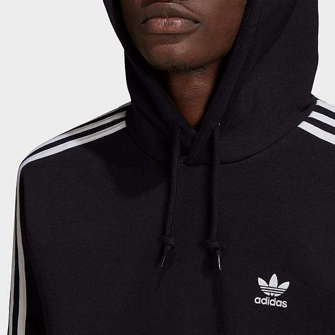 Back Right view of Men's adidas Originals Adicolor 3-Stripes Hoodie in Black Click to zoom