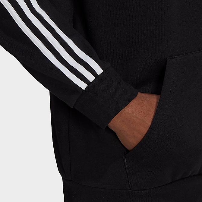 On Model 5 view of Men's adidas Originals Adicolor 3-Stripes Hoodie in Black Click to zoom