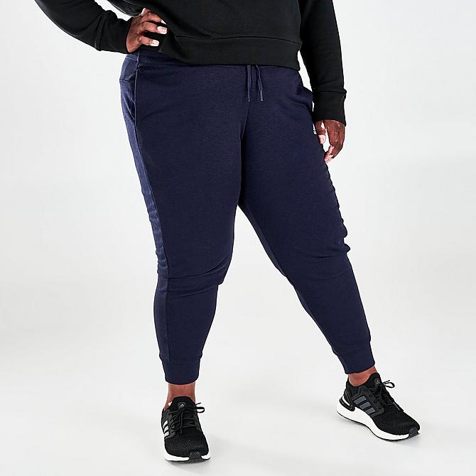 Back Left view of Women's adidas Essentials French Terry Logo Pants (Plus Size) in Legend Ink/White Click to zoom