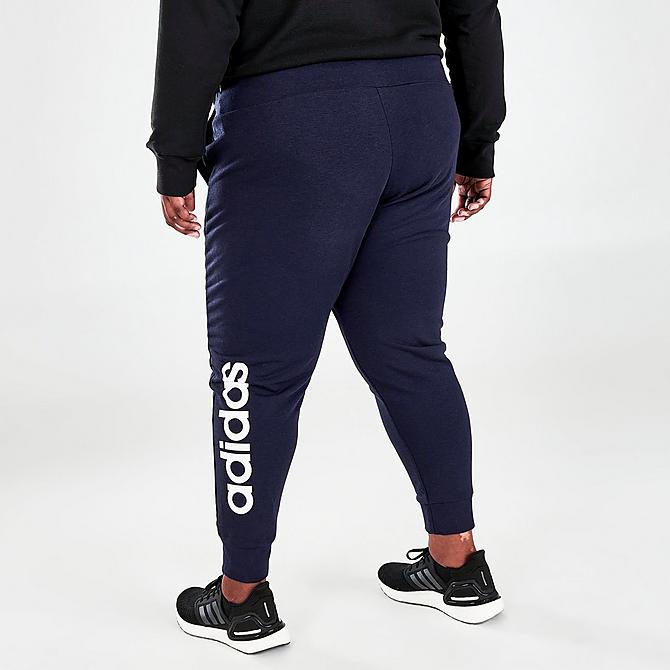 Back Right view of Women's adidas Essentials French Terry Logo Pants (Plus Size) in Legend Ink/White Click to zoom