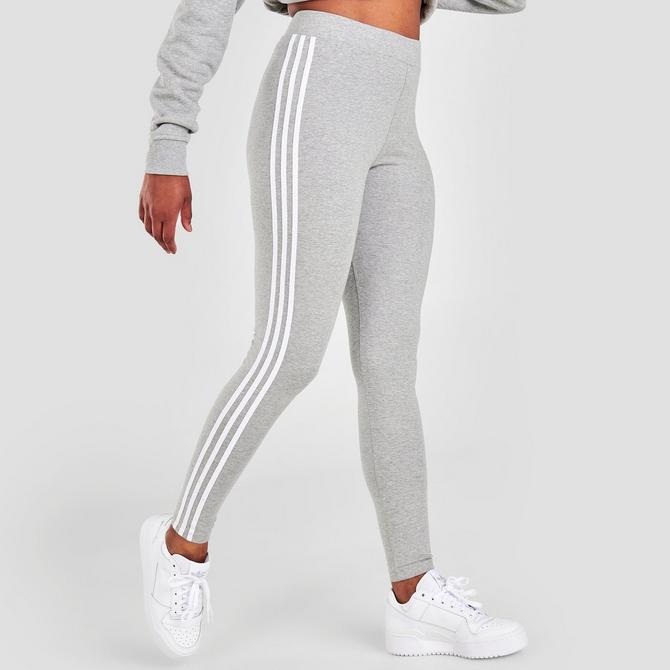 Adidas originals 3 hot sale stripe leggings grey