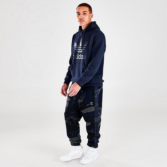 Front view of Men's adidas Originals 3-Stripes Camo Jogger Pants in Night Navy Click to zoom