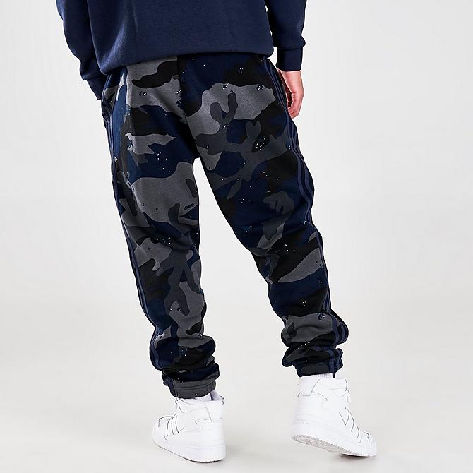 Back Right view of Men's adidas Originals 3-Stripes Camo Jogger Pants in Night Navy Click to zoom