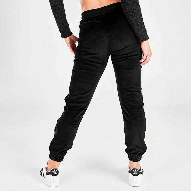 Back Right view of Women's adidas Originals Velour Slim Jogger Pants in Black Click to zoom