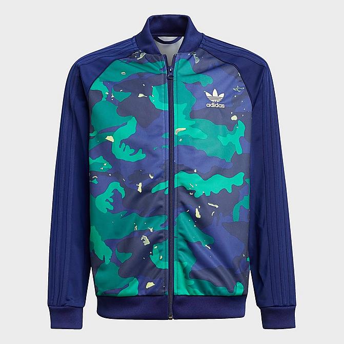 Front view of Kids' adidas Originals Camo Track Jacket in Night Sky/Multicolor Click to zoom