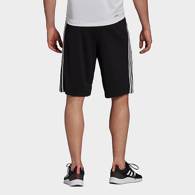 Back Left view of Men's adidas Designed 2 Move 3-Stripes Primeblue Shorts in Black/White Click to zoom